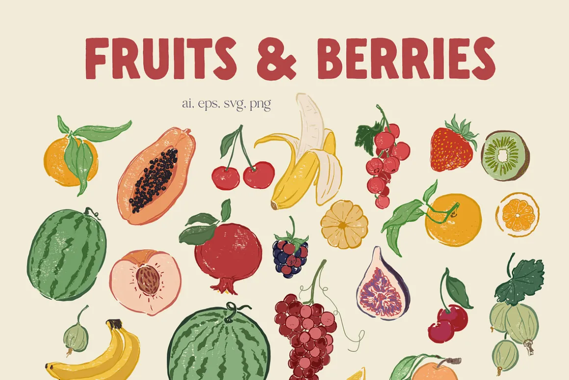 Fruit illustration vector poster