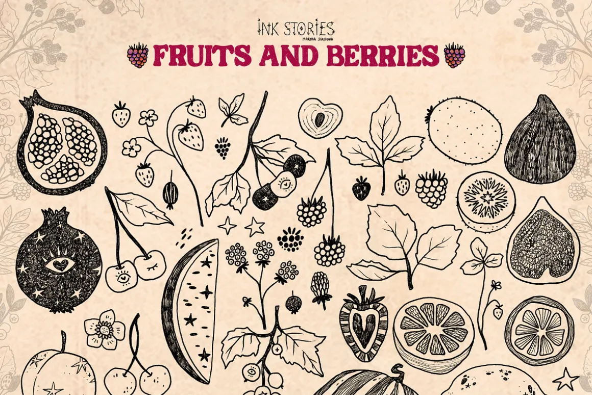 Fruits and Berries | Hand Drawn Boho