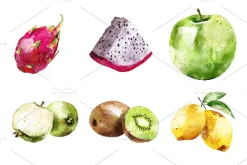 Fruits Hand Drawn Watercolor Set
