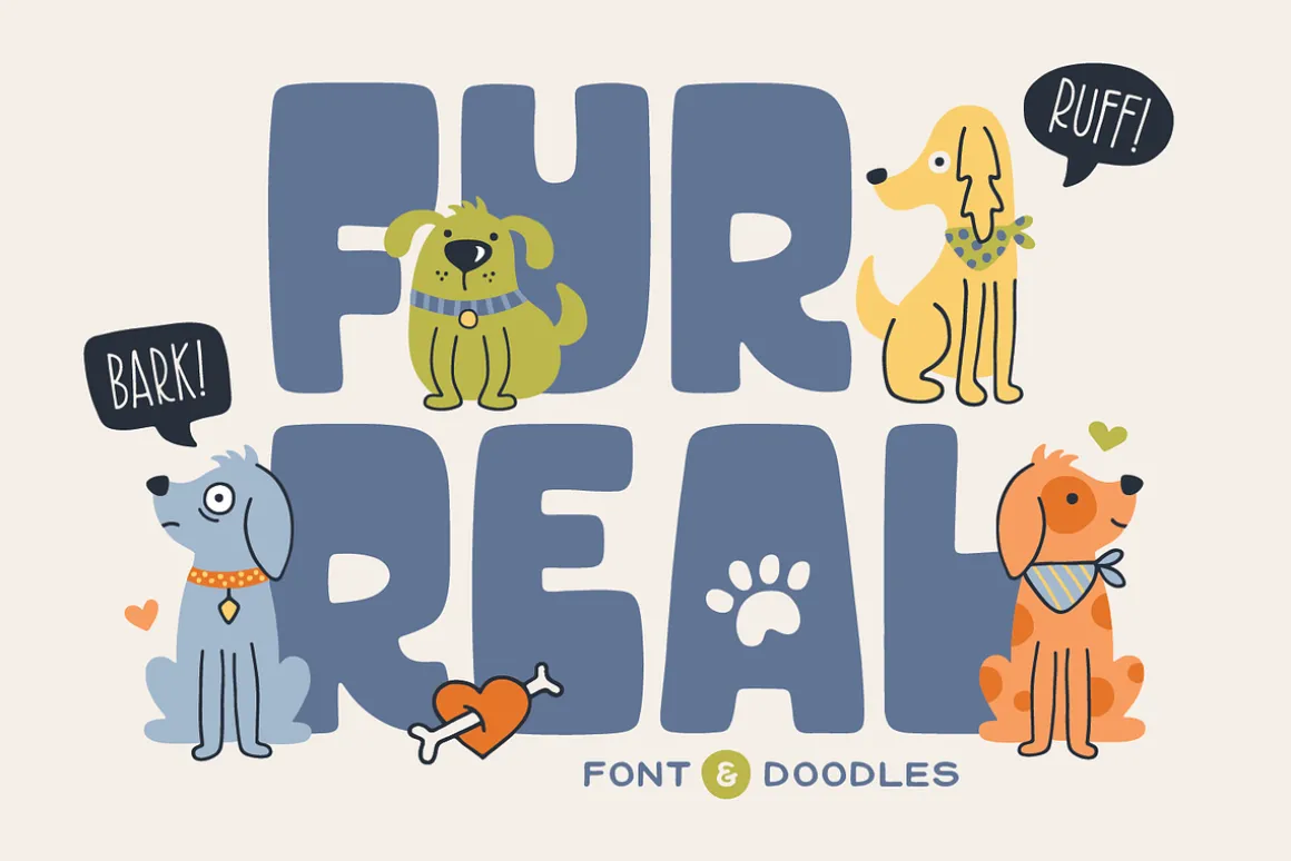 Fur Real Font & Doodles