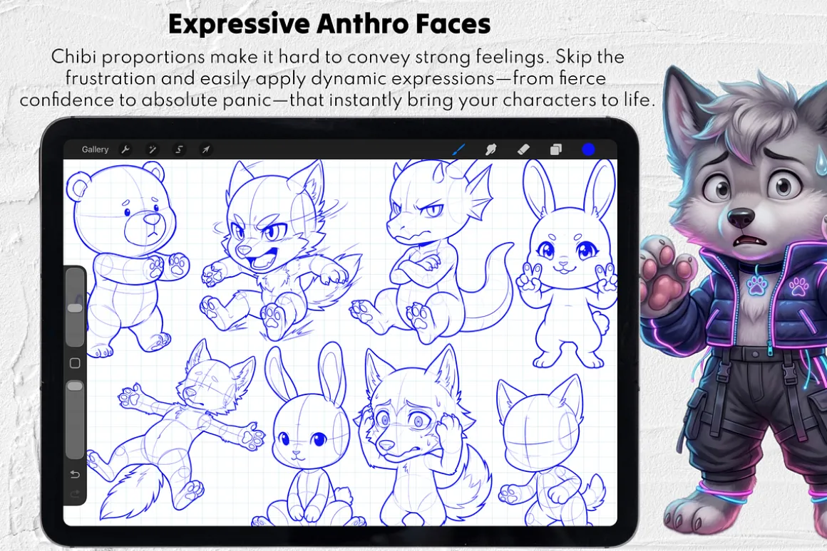 Furry Chibi Bases Procreate Stamps