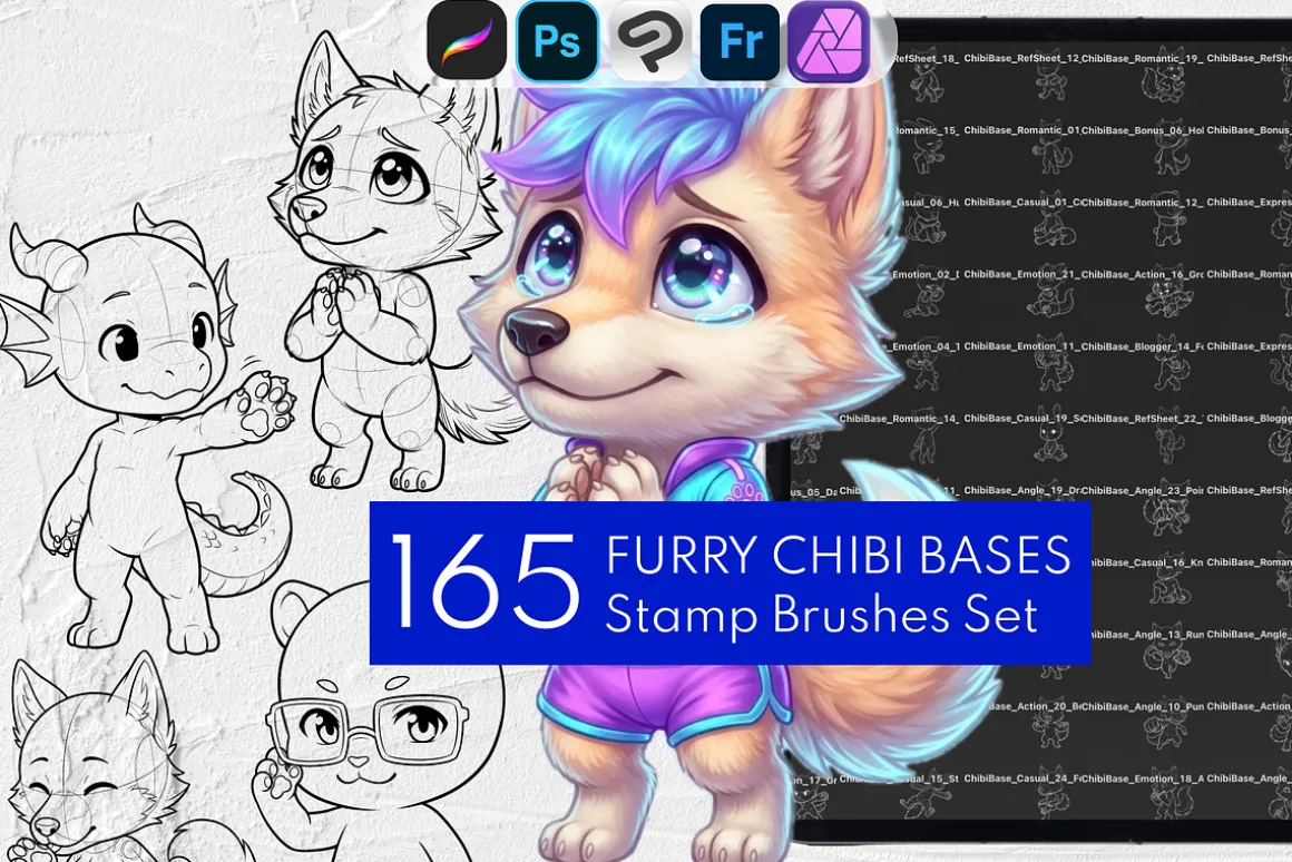 Furry Chibi Bases Procreate Stamps