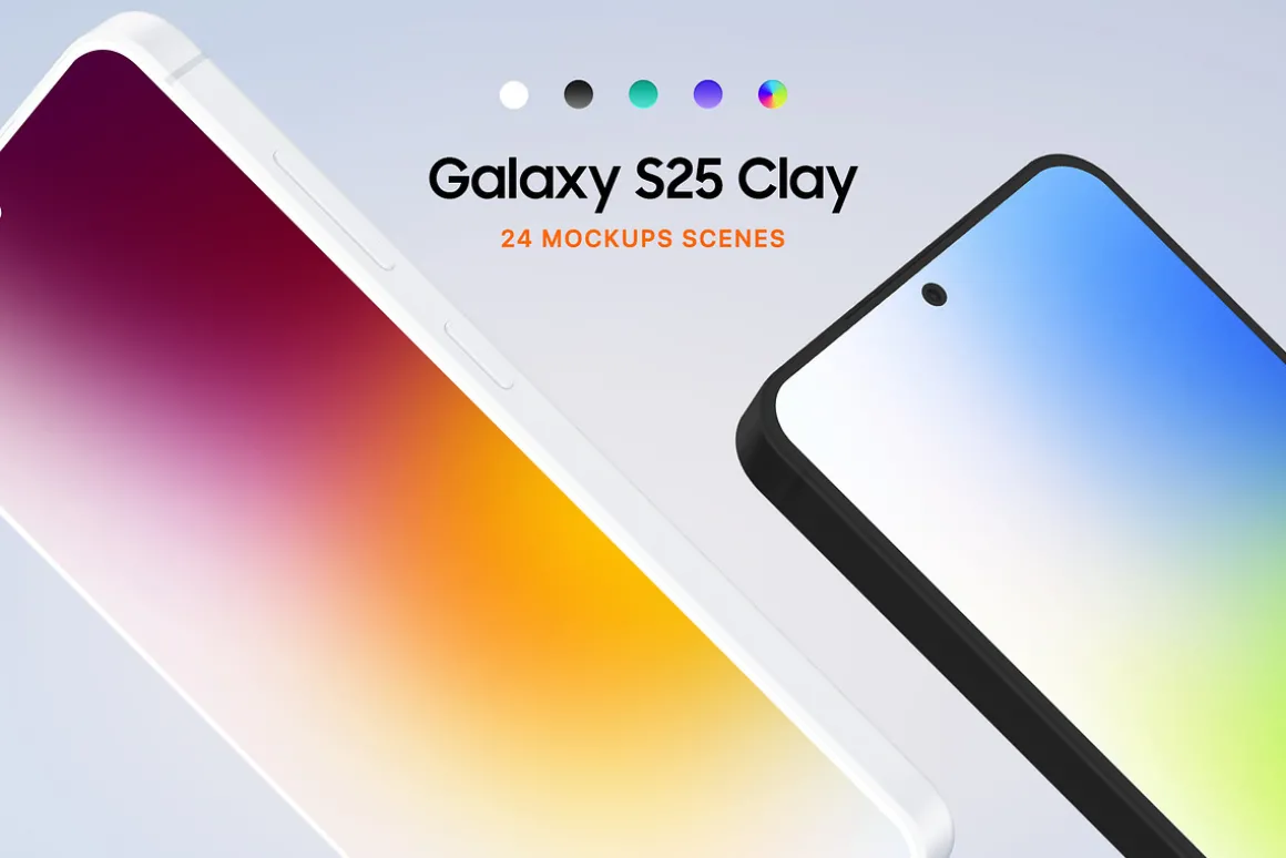 Galaxy S25 Clay Mockups Scenes