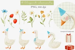Geese watercolor collection