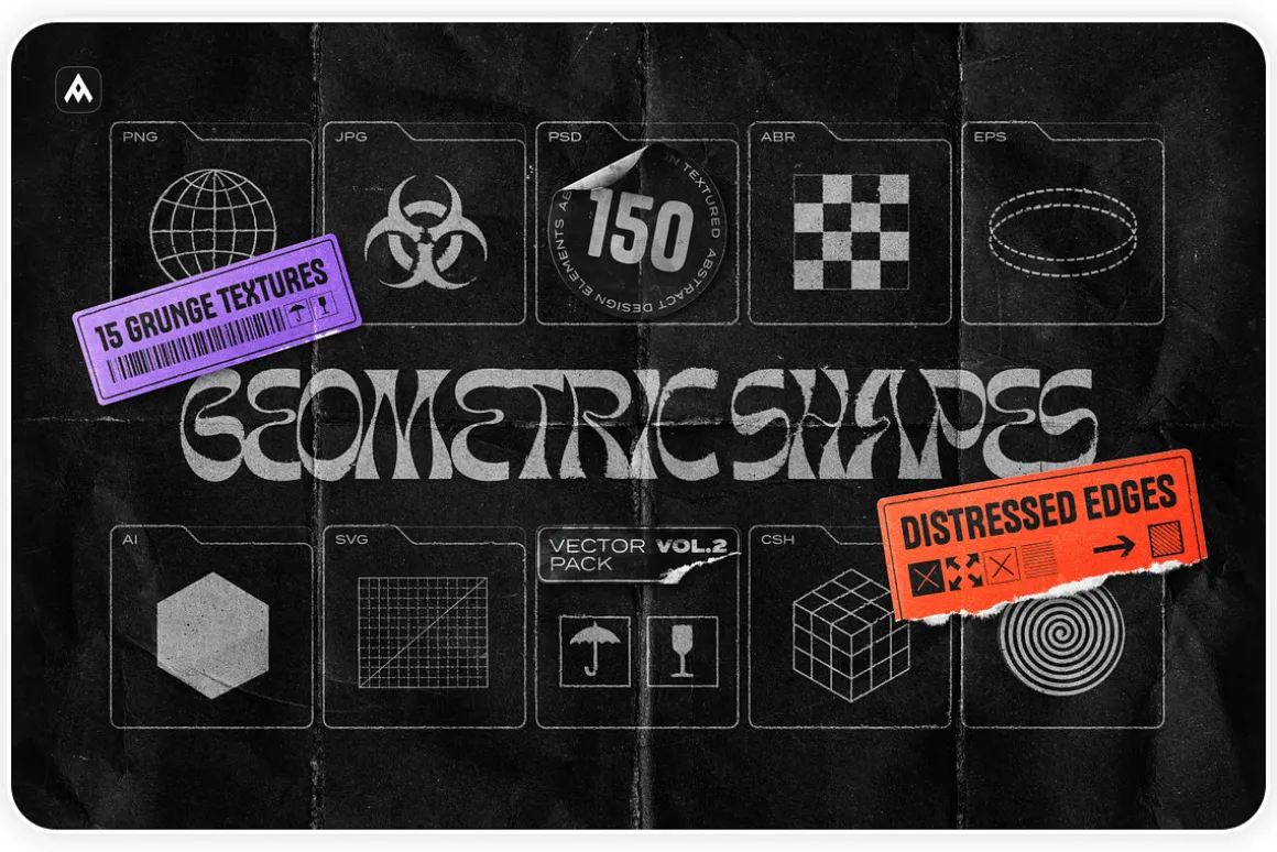 150 Geometric Distressed Shapes