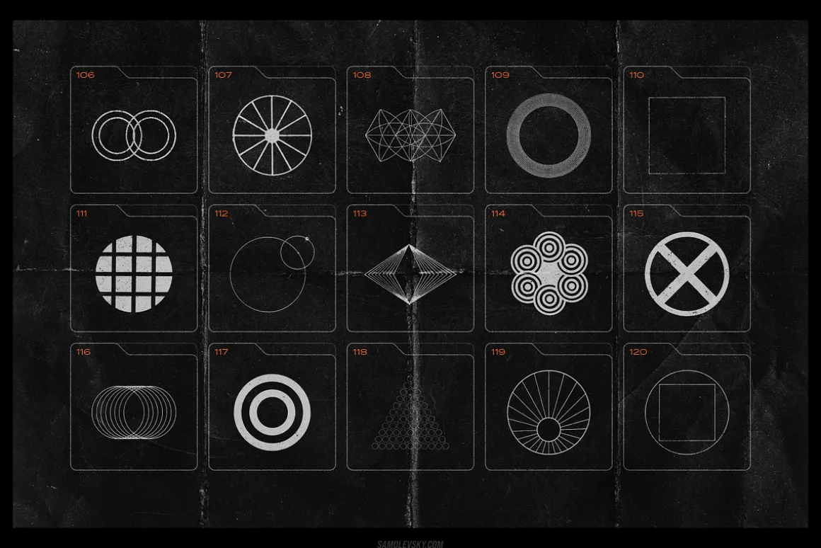 150 Geometric Distressed Shapes