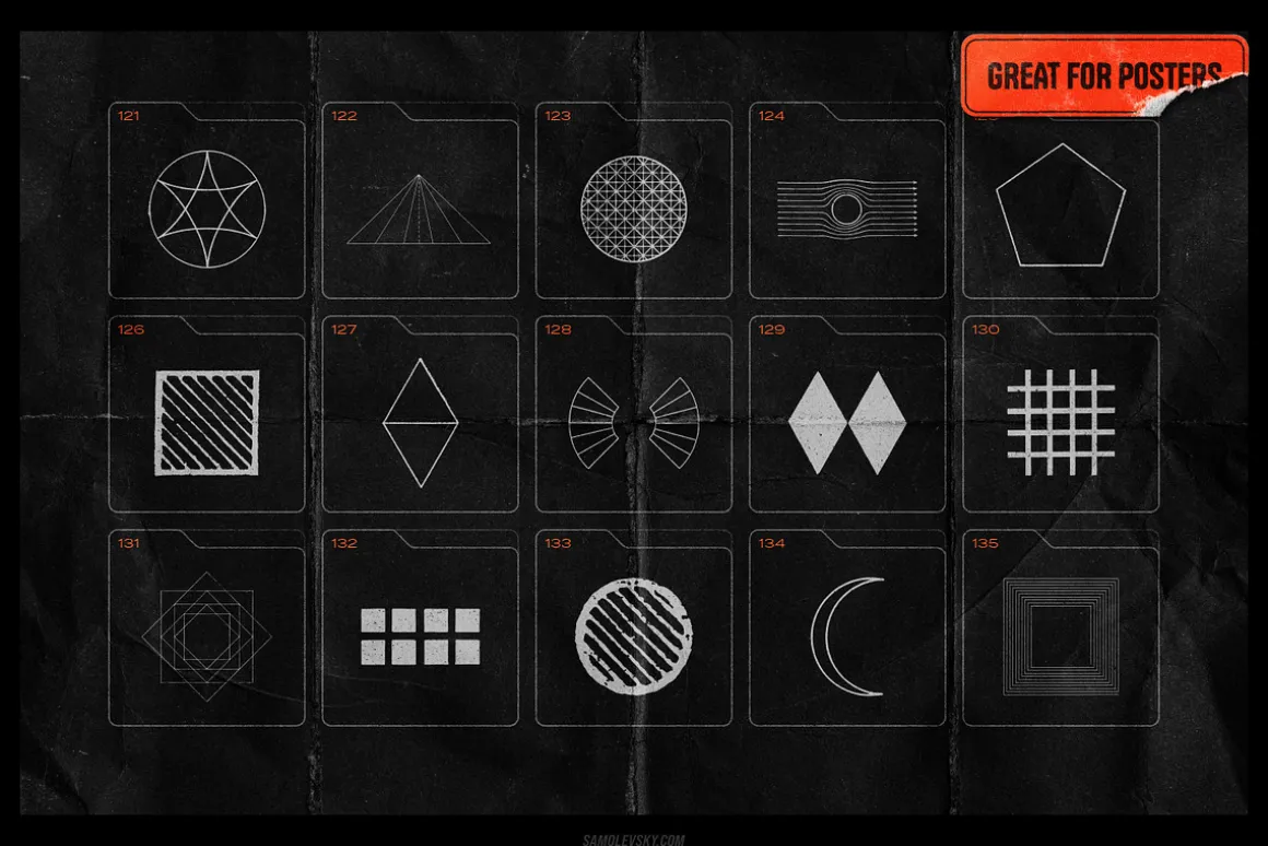 150 Geometric Distressed Shapes
