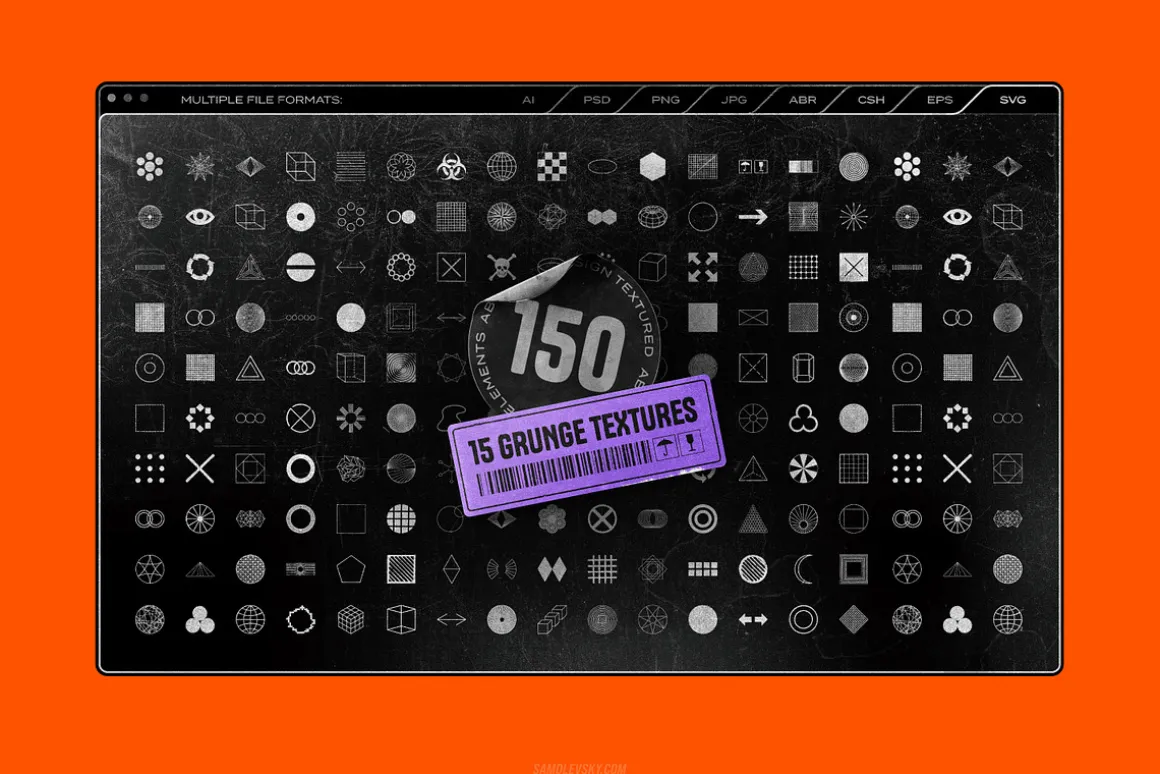150 Geometric Distressed Shapes