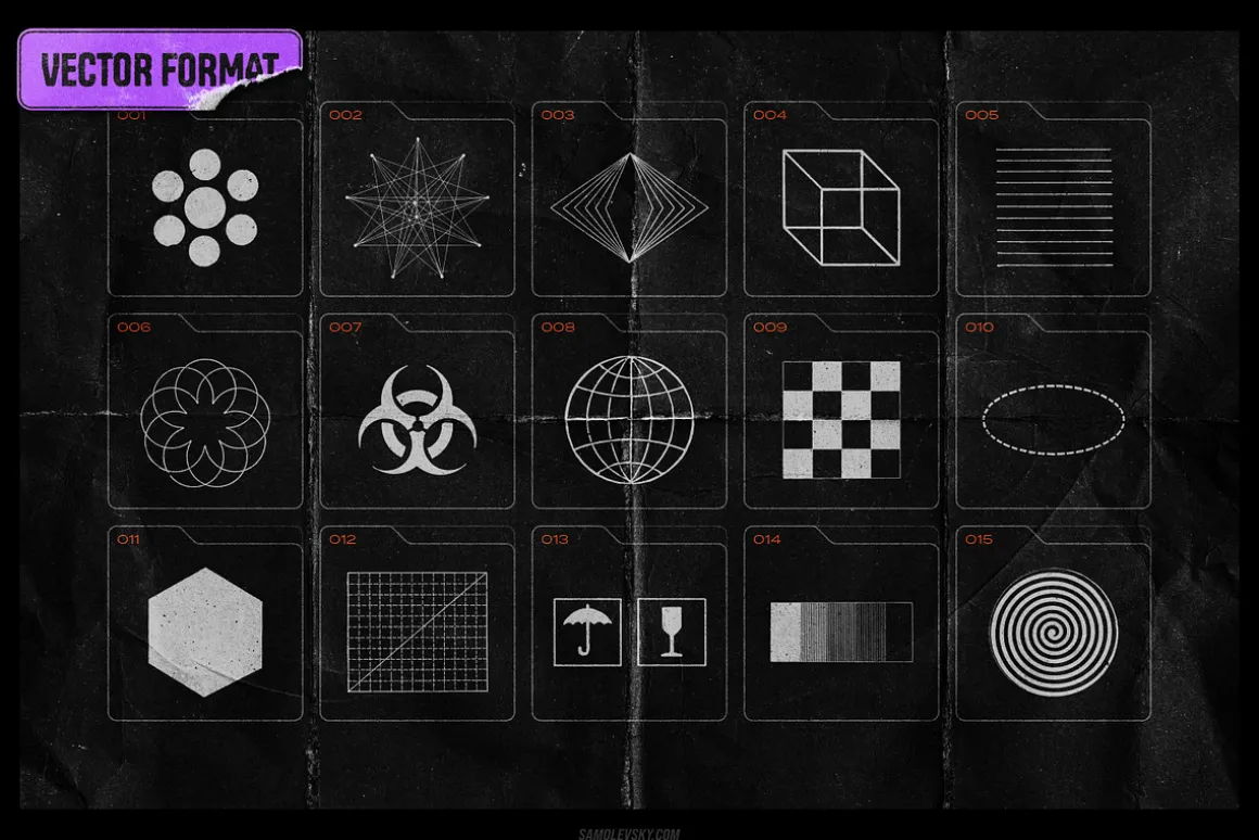 150 Geometric Distressed Shapes