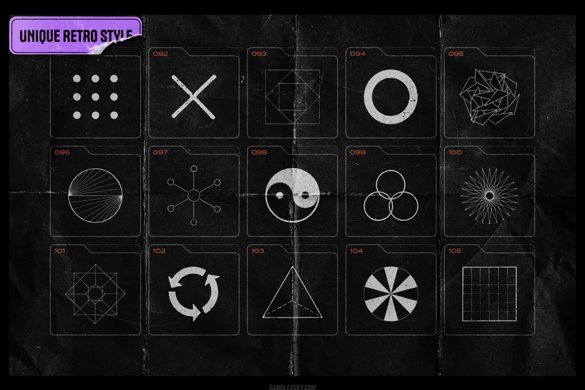 150 Geometric Distressed Shapes