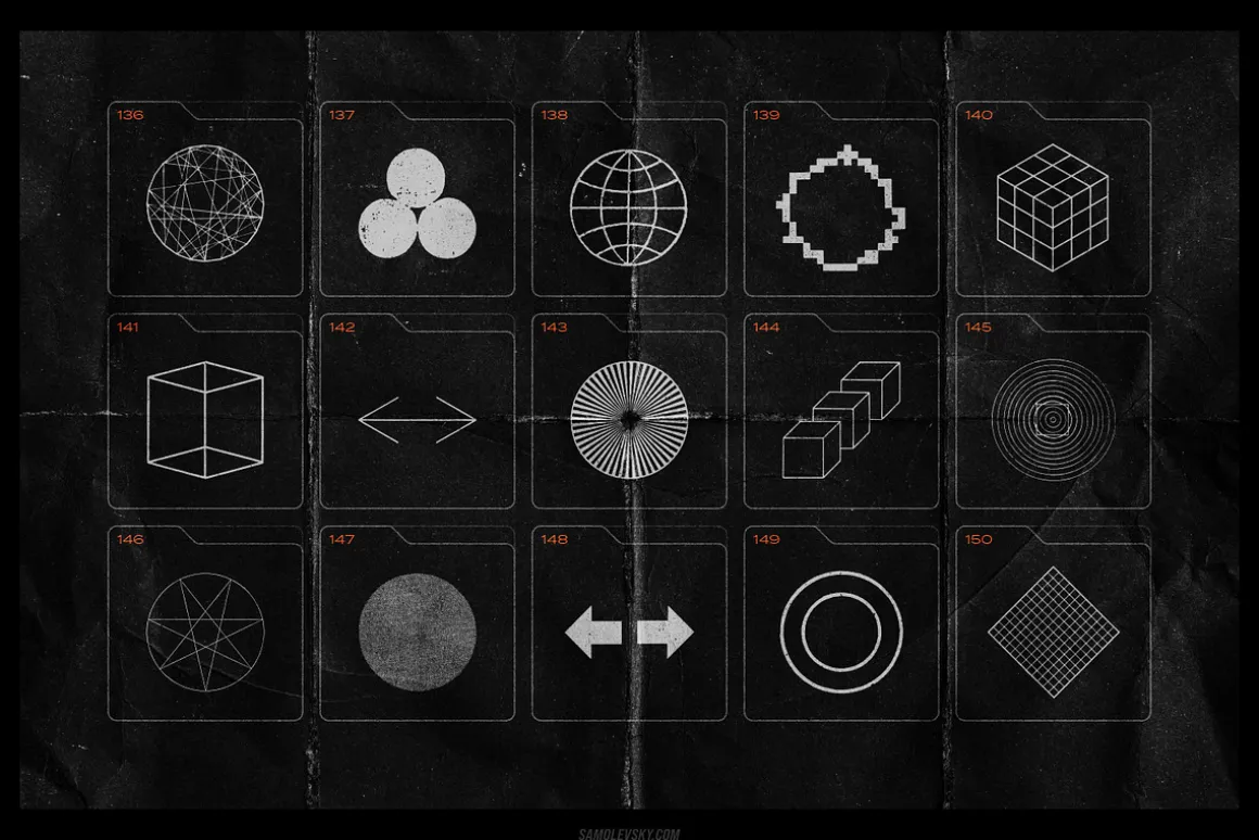 150 Geometric Distressed Shapes