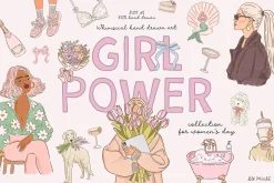 Girl Power Hand Drawn Woman Clipart