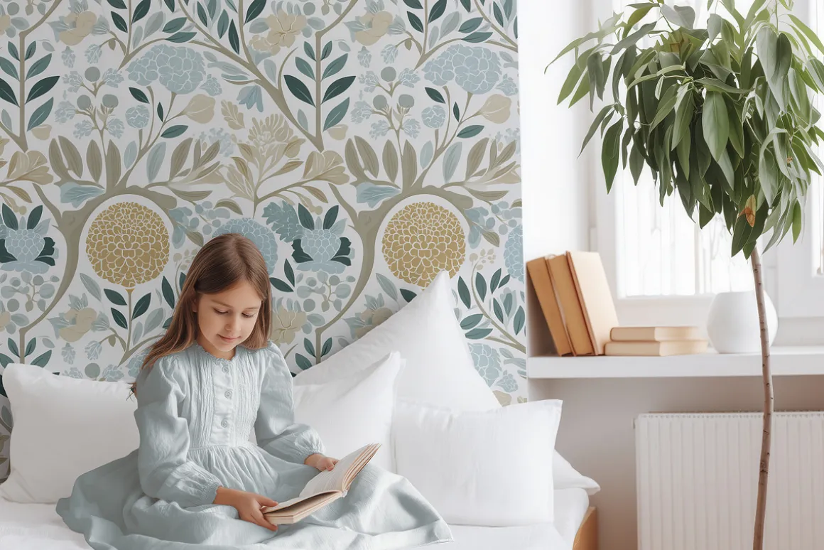 Girl's Bedroom Wallpaper Mockup PSD