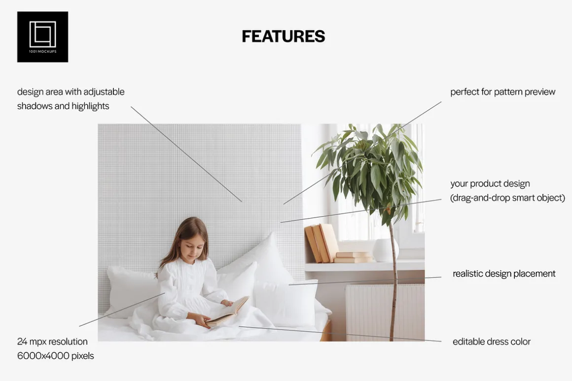 Girl's Bedroom Wallpaper Mockup PSD
