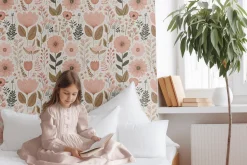 Girl's Bedroom Wallpaper Mockup PSD