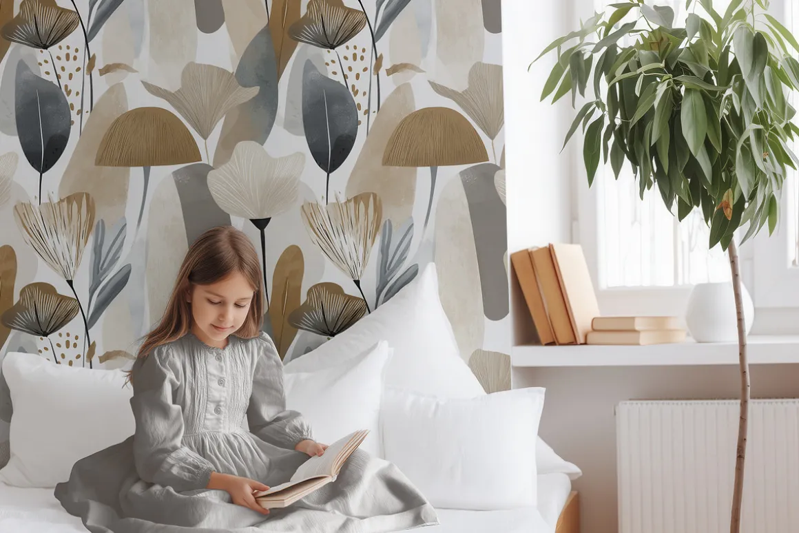 Girl's Bedroom Wallpaper Mockup PSD
