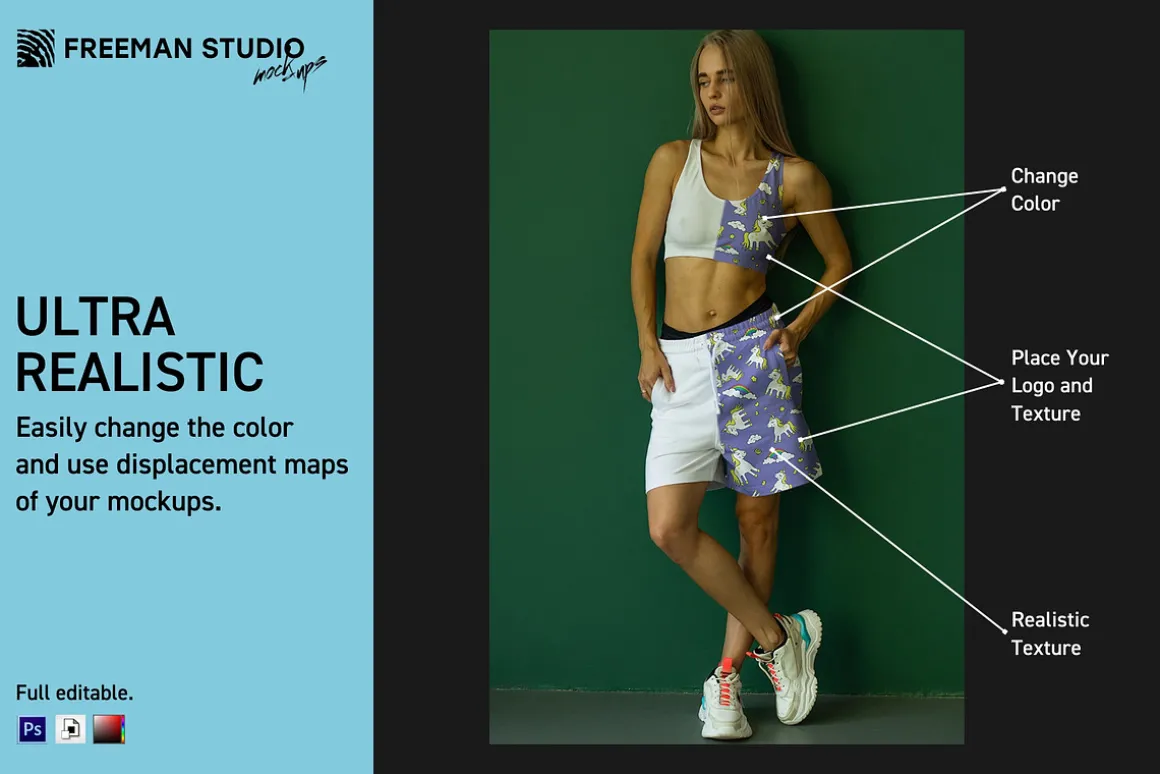 Girl's Shorts Mock-Up Set