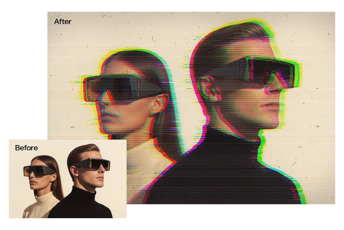 Glitch Retro Photo Effect Template