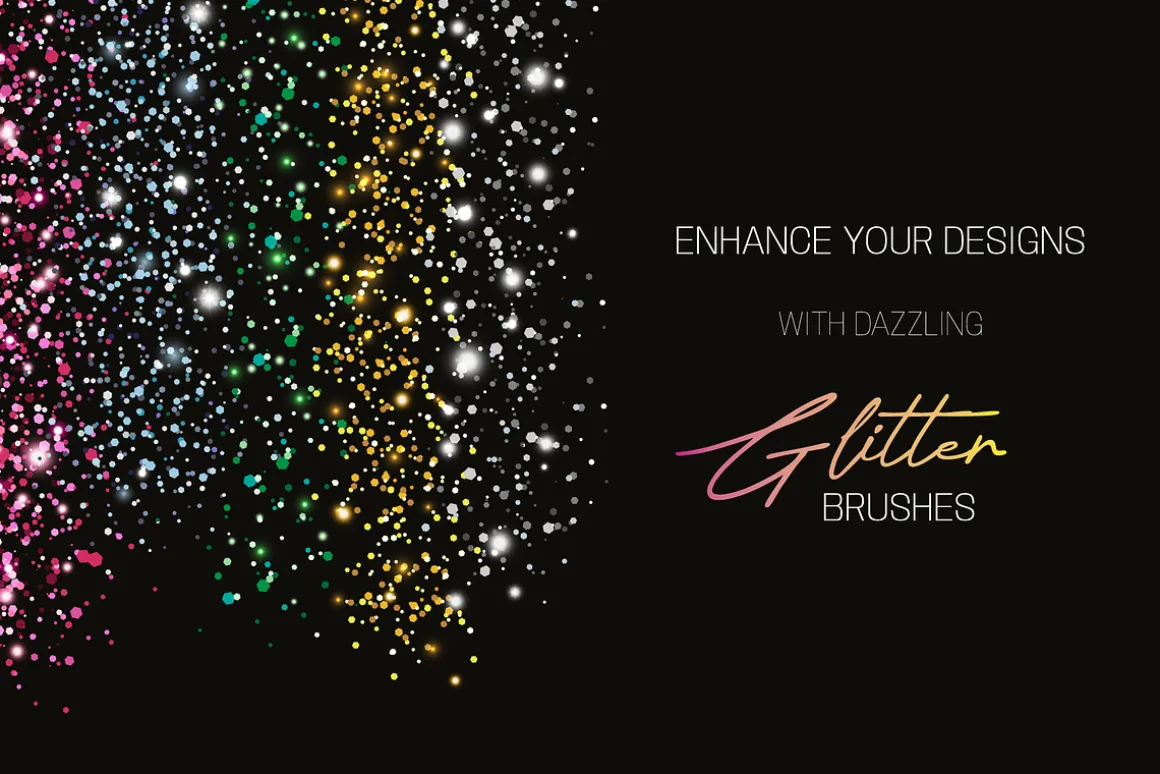 25 Glitter Brushes for illustrator