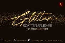 25 Glitter Brushes for illustrator