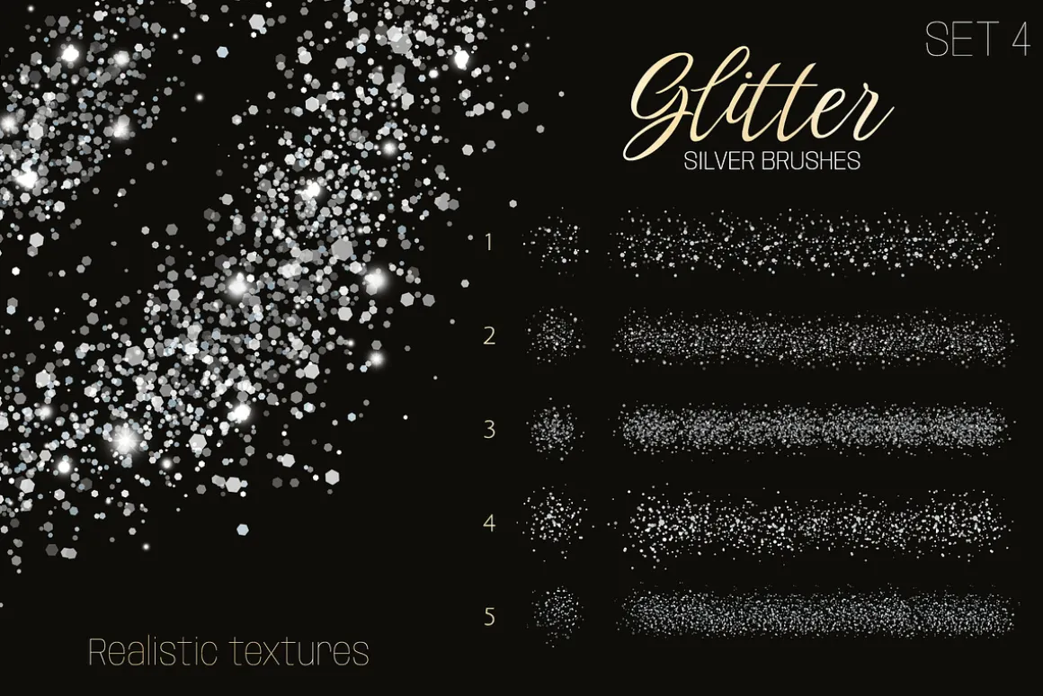 25 Glitter Brushes for illustrator