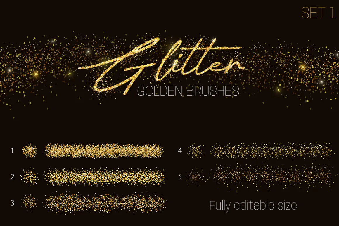 25 Glitter Brushes for illustrator