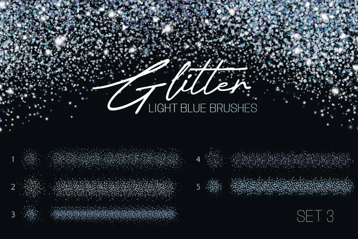 25 Glitter Brushes for illustrator