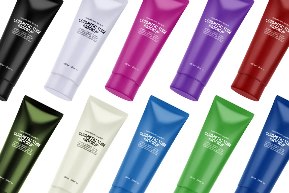 Glossy Cosmetic Tubes Mockups Set