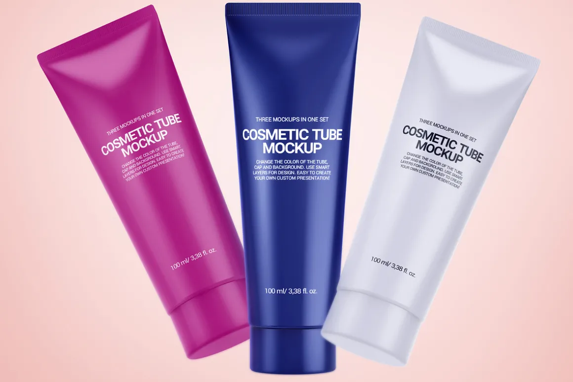Glossy Cosmetic Tubes Mockups Set