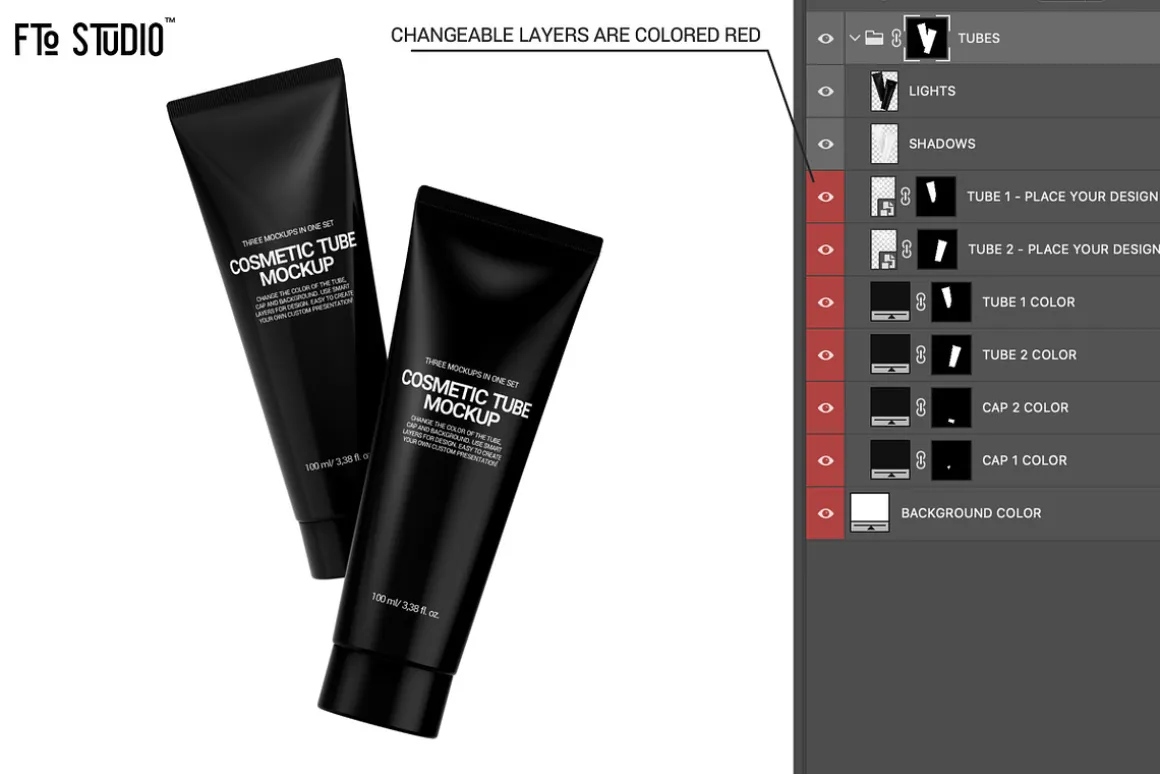 Glossy Cosmetic Tubes Mockups Set