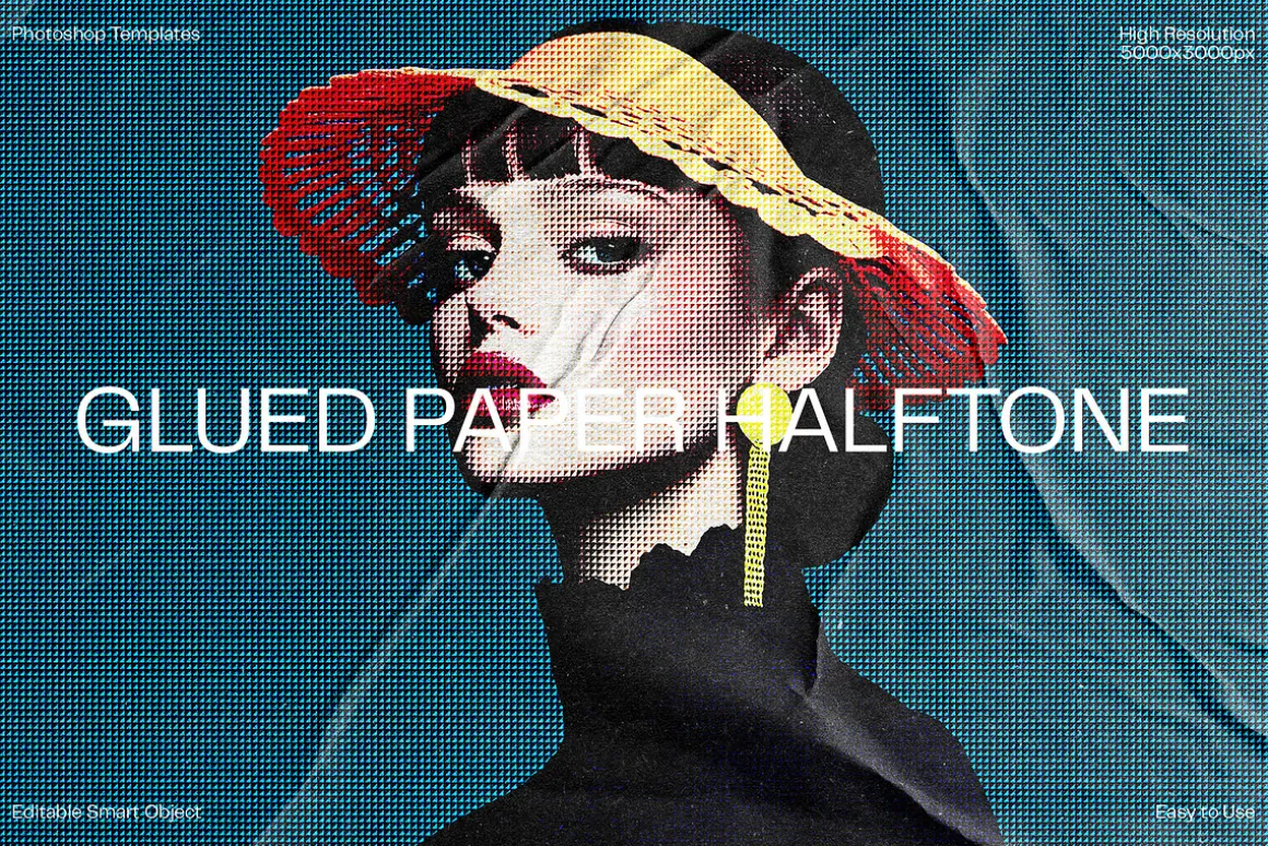 Glued Paper Halftone Photo Effect