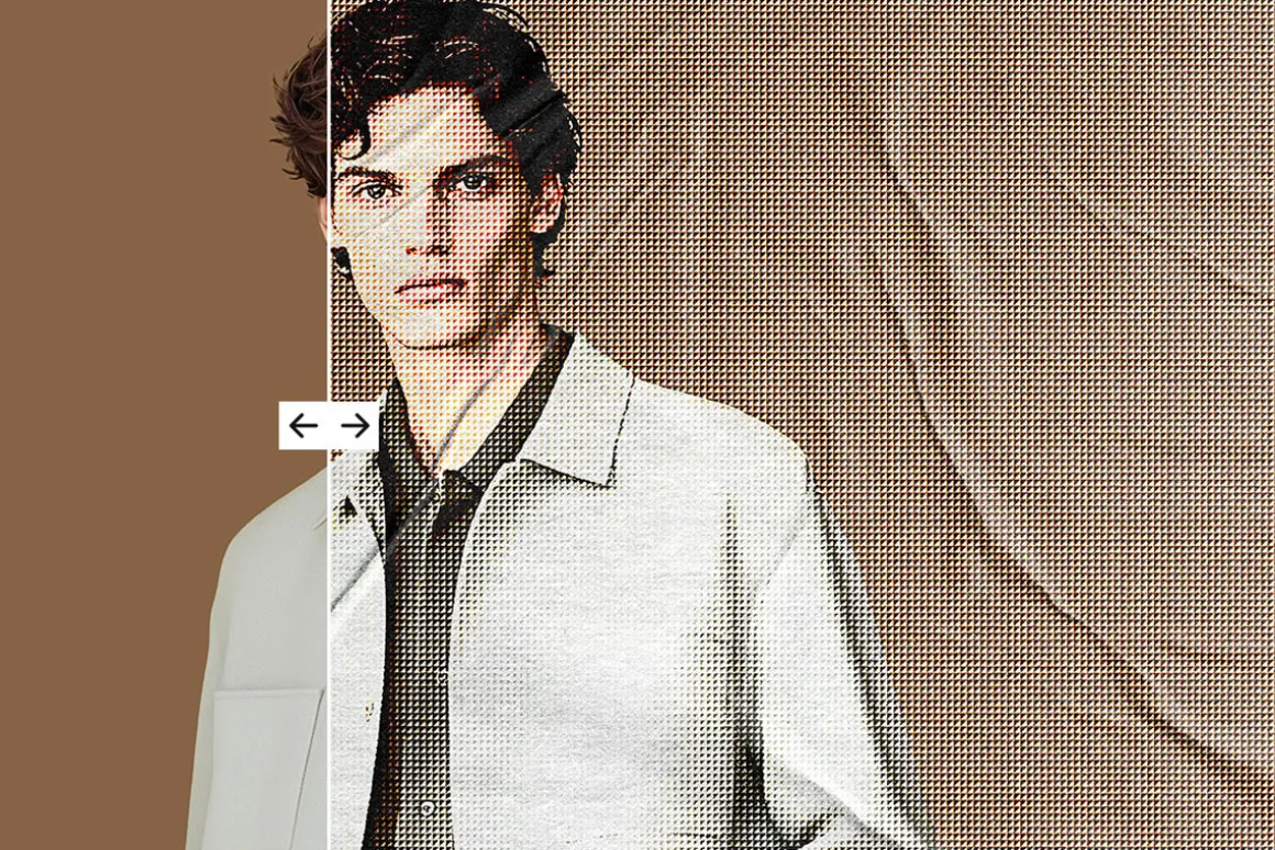 Glued Paper Halftone Photo Effect