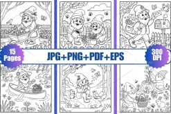 Gnomes Spring Coloring Pages Vol-01