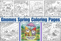Gnomes Spring Coloring Pages Vol-01