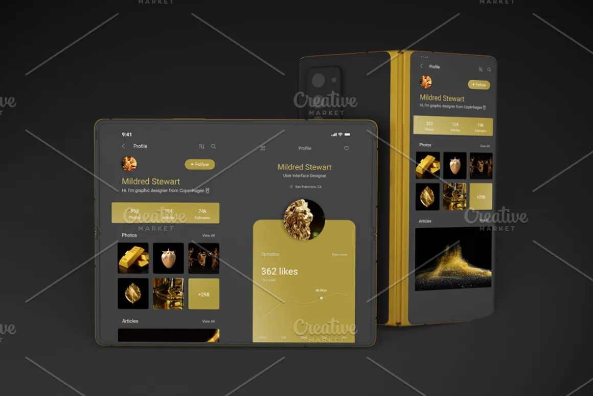 Gold & Dark Z Fold 2 Mockup