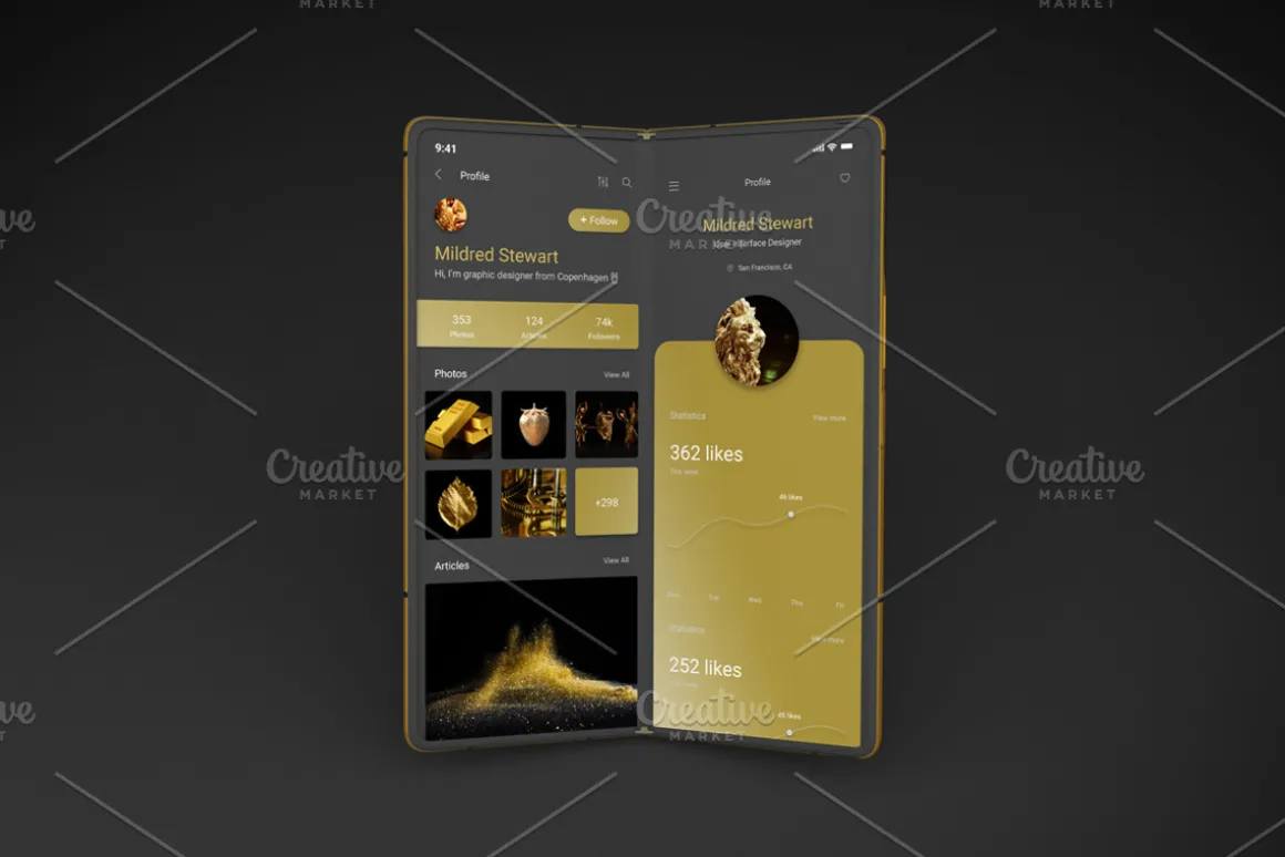 Gold & Dark Z Fold 2 Mockup