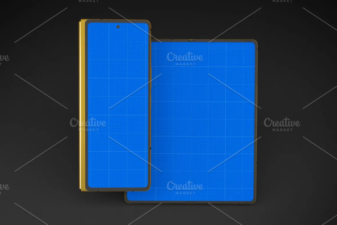 Gold & Dark Z Fold 2 Mockup