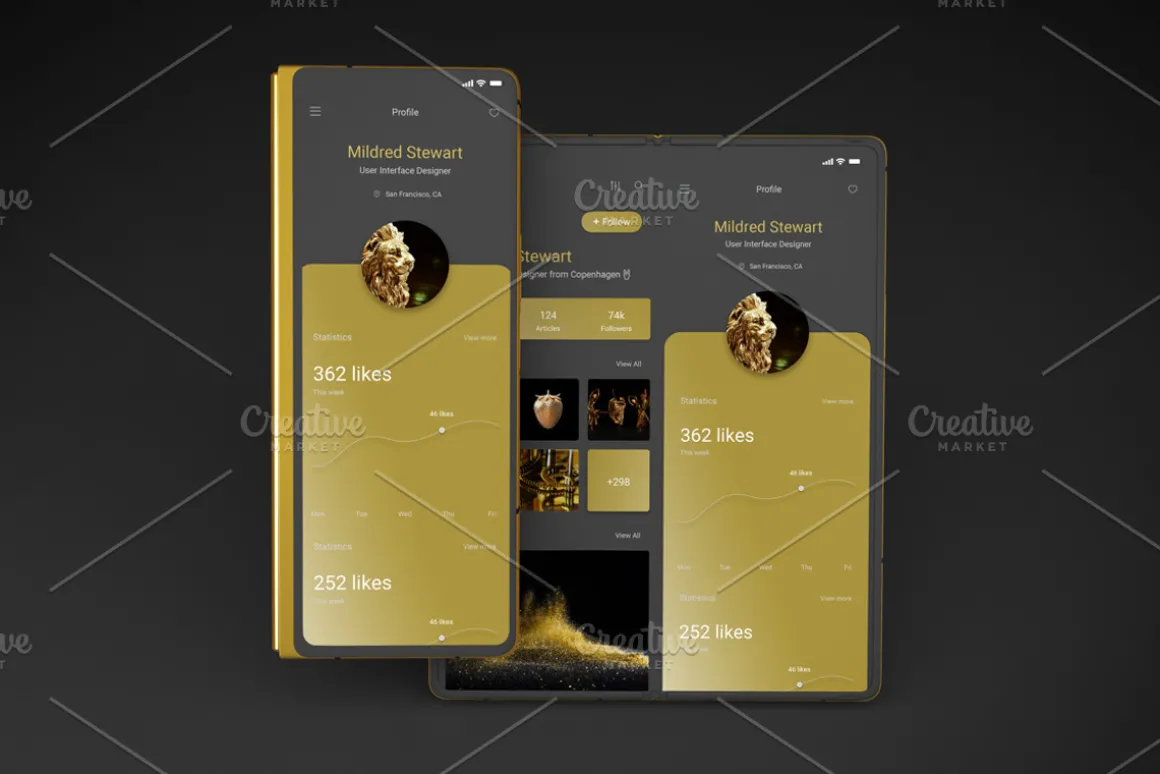 Gold & Dark Z Fold 2 Mockup