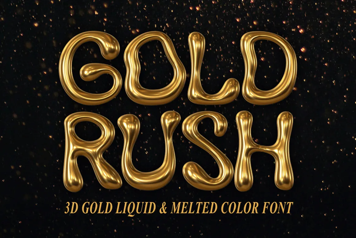 Gold Rush 3D Metallic Color Font