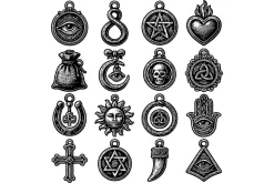 Gothic Occult Pendant Symbols Set