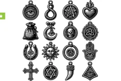 Gothic Occult Pendant Symbols Set