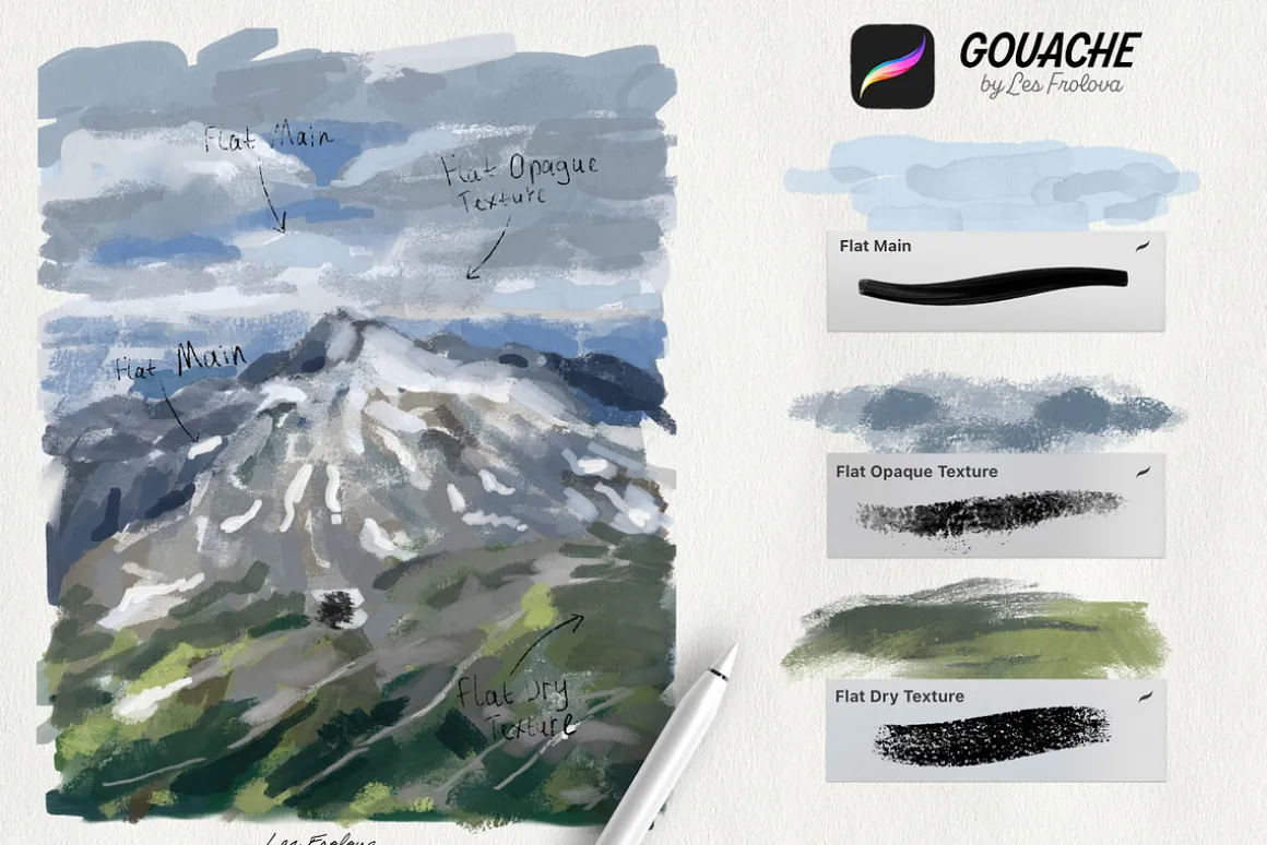 Gouache Brushes for Procreate