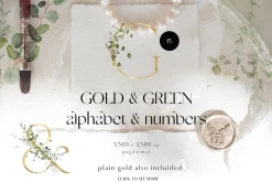GREEN FOLIAGE - greenery & gold set