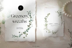 GREEN FOLIAGE - greenery & gold set
