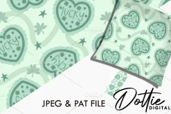 Green Lucky Hearts Repeat Pattern