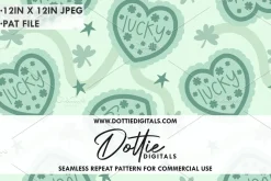 Green Lucky Hearts Repeat Pattern