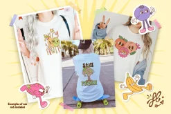Groovy Retro Fruit Characters bundle