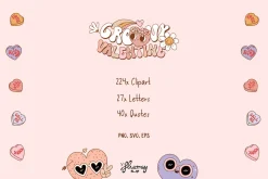 Groovy retro Valentine - clipart set