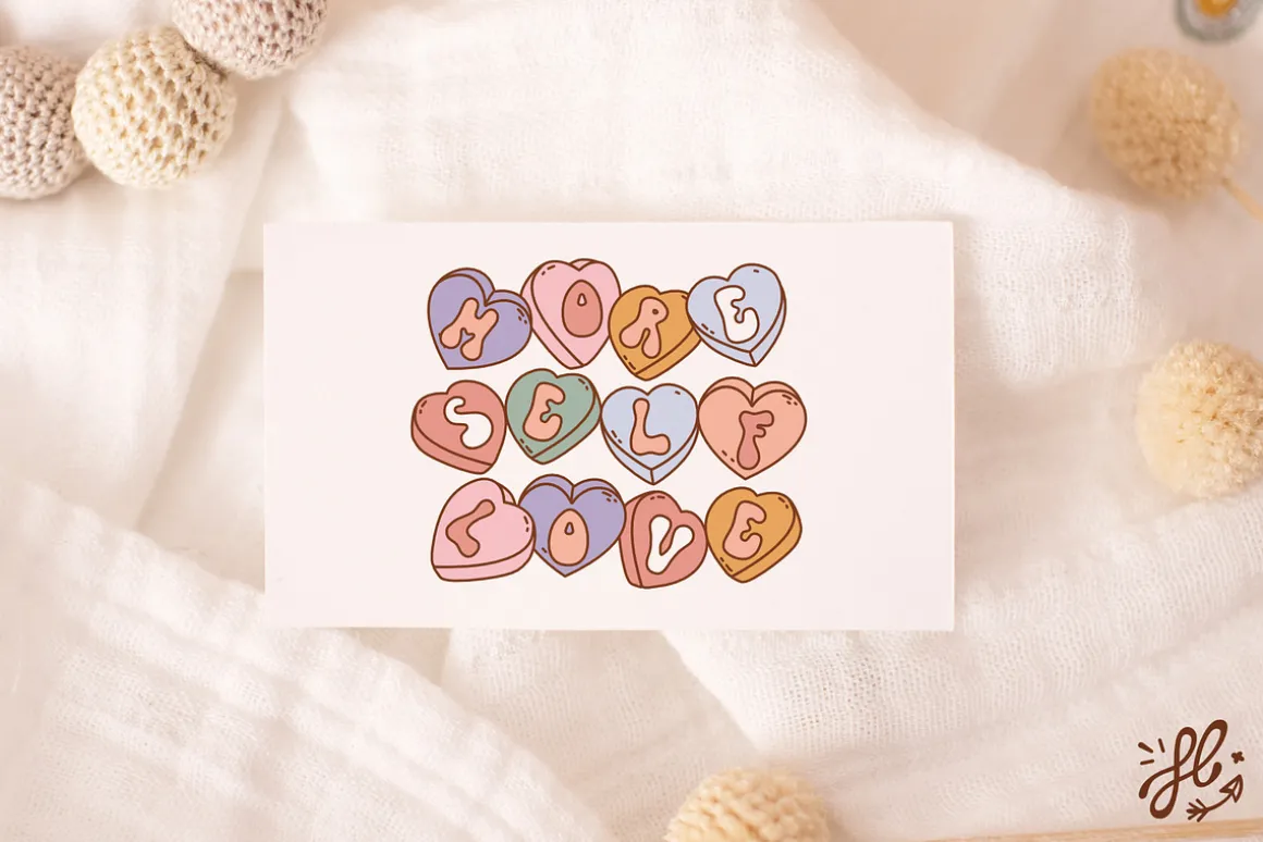 Groovy retro Valentine - clipart set