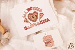 Groovy retro Valentine - clipart set